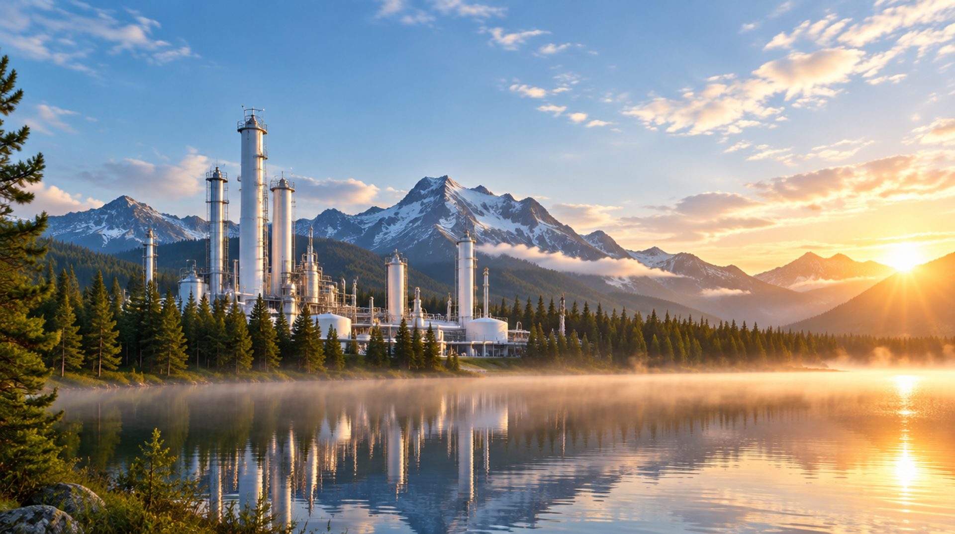 Greenward advanced-fuels plant at dusk